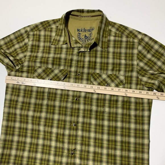 Kuhl Mountain Grown Outdoor Short Sleeve Button Up Men’s Medium Olive Green - Picture 6 of 8